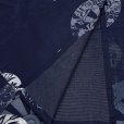 画像4: 夏の二部式着物 洗える着物 絽 小紋柄の着物 Mサイズ【紺色、源氏車】 (4)