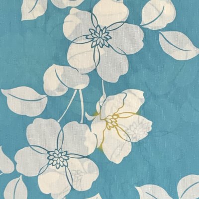 画像3: 綿麻浴衣 レディース XLサイズ 高身長向け 大きめサイズ ゆかた【ブルー、花柄】