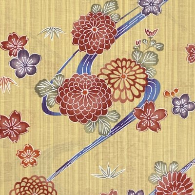 画像3: 綿麻浴衣 レディース XLサイズ 高身長向け 大きめサイズ ゆかた【黄色系、琉球紅型風柄】