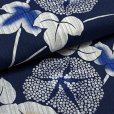 画像4: 綿麻浴衣 レディース XLサイズ 高身長向け 大きめサイズ ゆかた【紺地、芝に朝顔】 (4)