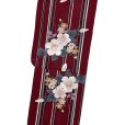 画像2: 綿麻浴衣 レディース XLサイズ 高身長向け 大きめサイズ ゆかた【エンジ、桜】 (2)