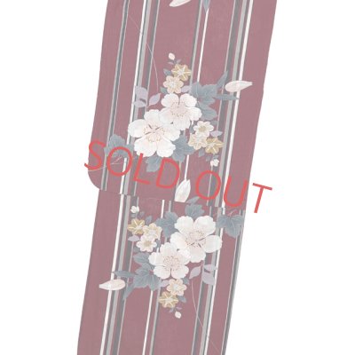 画像2: 綿麻浴衣 レディース XLサイズ 高身長向け 大きめサイズ ゆかた【エンジ、桜】