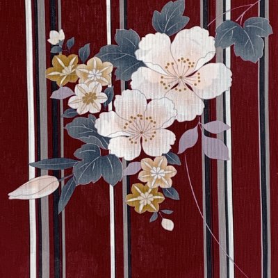 画像3: 綿麻浴衣 レディース XLサイズ 高身長向け 大きめサイズ ゆかた【エンジ、桜】