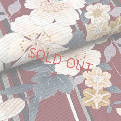 画像4: 綿麻浴衣 レディース XLサイズ 高身長向け 大きめサイズ ゆかた【エンジ、桜】
