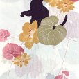 画像3: 綿麻浴衣 レディース XLサイズ 高身長向け 大きめサイズ ゆかた【生成り、猫と花】 (3)