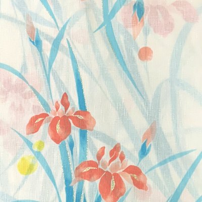 画像3: 綿麻浴衣 レディース XLサイズ 高身長向け 大きめサイズ ゆかた【生成り、菖蒲】