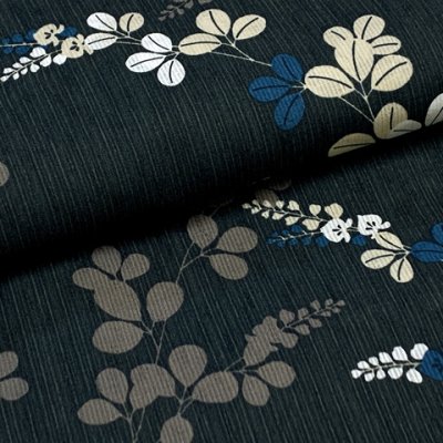 画像4: 綿麻浴衣 レディース XLサイズ 高身長向け 大きめサイズ ゆかた【黒系、萩】