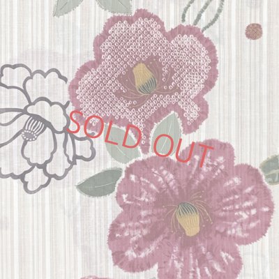 画像3: 綿麻浴衣 レディース XLサイズ 高身長向け 大きめサイズ ゆかた【白ｘベージュ系、椿】