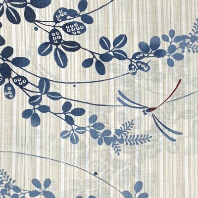 画像3: 綿麻浴衣 レディース XLサイズ 高身長向け 大きめサイズ ゆかた【白ｘベージュ系、萩とトンボ】