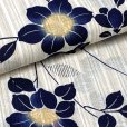 画像4: 綿麻浴衣 レディース XLサイズ 高身長向け 大きめサイズ ゆかた【白ｘベージュ系、鉄線】 (4)