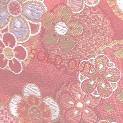画像3: 七五三 結び帯 金襴生地の作り帯 7歳用(大寸)、5歳用(中寸)【赤、桜に雪輪・市松】