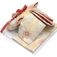 画像2: 七五三 作り帯 7歳 女の子 大寸 結び帯(合繊)【白銀系、華様紋】 (2)