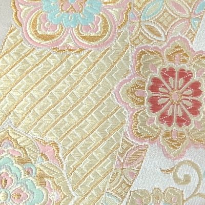 画像3: 七五三 作り帯 7歳 女の子 大寸 結び帯(合繊)【白銀系、華様紋】