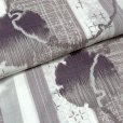 画像3: 洗える着物 小紋 紗 夏着物 単品 レディース 仕立て上がり 着物 Lサイズ【オフホワイト＆茶紫系、雪輪】 (3)