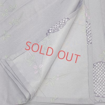 画像4: 洗える着物 小紋 紗 夏着物 単品 レディース 仕立て上がり 着物 Mサイズ【グレー、雪輪と萩】