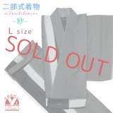 夏の二部式着物 洗える着物 紗 小紋柄の着物 Lサイズ【濃淡グレー・黒】