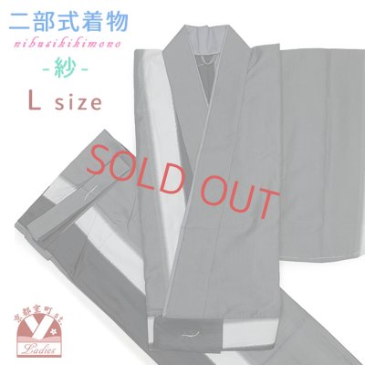 画像1: 夏の二部式着物 洗える着物 紗 小紋柄の着物 Lサイズ【濃淡グレー・黒】