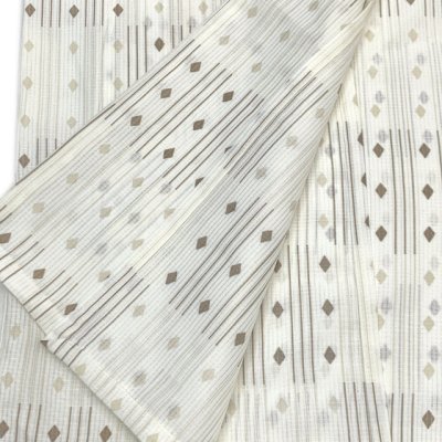 画像4: 夏の二部式着物 洗える着物 紗 小紋柄の着物 Lサイズ【生成り系、紬風菱柄】