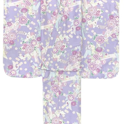 画像3: 七五三 着物 7歳 2025年新作 女の子 古典柄の子供着物 小紋柄(総柄) きもの 襦袢付き 合繊【薄紫、菊に束ね熨斗】