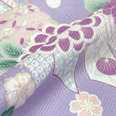 画像5: 七五三 着物 7歳 女の子用 四つ身の着物と結び帯 他 コーディネート フルセット【薄紫、菊に束ね熨斗】