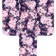 画像3: 七五三 着物 7歳 2025年新作 女の子 古典柄の子供着物 小紋柄(総柄) きもの 襦袢付き 合繊【茄子紺色、雪輪と八重桜】 (3)
