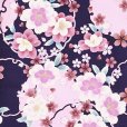 画像4: 七五三 着物 7歳 2025年新作 女の子 古典柄の子供着物 小紋柄(総柄) きもの 襦袢付き 合繊【茄子紺色、雪輪と八重桜】 (4)