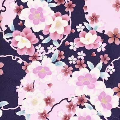 画像4: 七五三 着物 7歳 2025年新作 女の子 古典柄の子供着物 小紋柄(総柄) きもの 襦袢付き 合繊【茄子紺色、雪輪と八重桜】