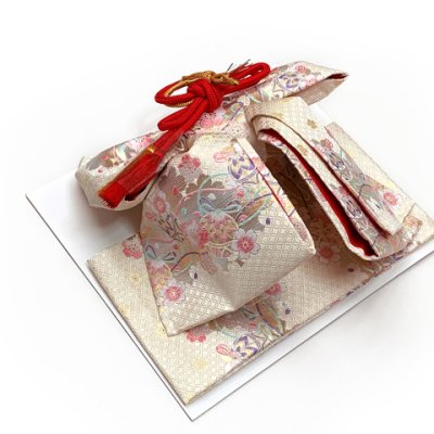 画像8: 七五三 着物 7歳 女の子用 四つ身の着物と結び帯 他 コーディネート フルセット【茄子紺色、雪輪と八重桜】