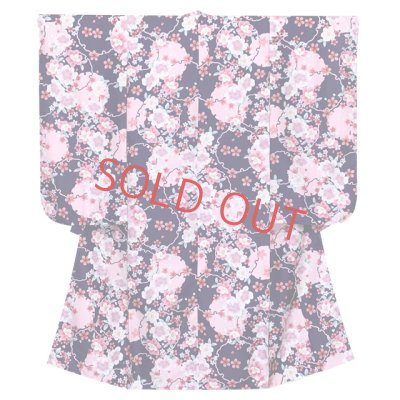 画像2: 七五三 着物 フルセット 2025年新作 ７歳 女の子 古典柄のお祝い着と結び帯＆箱せこセット 合繊【茄子紺色、雪輪と八重桜】