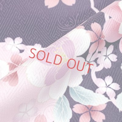 画像4: 七五三 着物 フルセット 2025年新作 ７歳 女の子 古典柄のお祝い着と結び帯＆箱せこセット 合繊【茄子紺色、雪輪と八重桜】