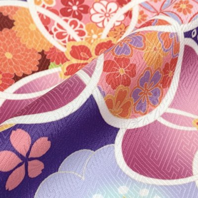 画像5: 七五三 着物 7歳 2025年新作 女の子 古典柄の子供着物 小紋柄(総柄) きもの 襦袢付き 合繊【紫、古典桜】