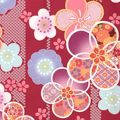 画像4: 七五三 着物 7歳 2025年新作 女の子 古典柄の子供着物 小紋柄(総柄) きもの 襦袢付き 合繊【赤、古典桜】