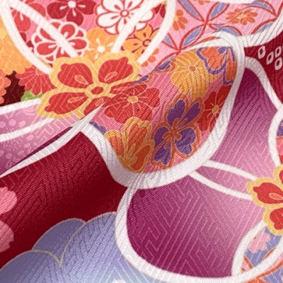 画像5: 七五三 着物 7歳 女の子用 四つ身の着物と結び帯 他 コーディネート フルセット【赤、古典桜】