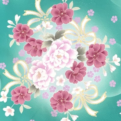 画像4: 七五三 着物 7歳 2025年新作 女の子 古典柄の子供着物 小紋柄(総柄) きもの 襦袢付き 合繊【ミント系、八重桜】