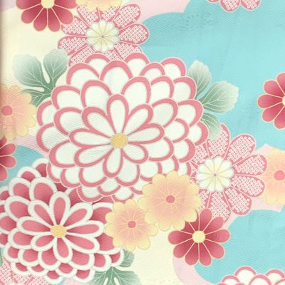 画像4: 七五三 着物 7歳 女の子用 四つ身の着物と結び帯 他 コーディネート フルセット【水色ｘ肌色、菊】