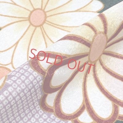 画像3: 女の子 袴セット 卒園式 入学式 小紋柄(総柄)四つ身の着物(合繊)＆刺繍袴のセット【深緑系、扇と菊】