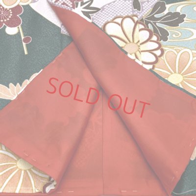 画像5: 女の子 袴セット 卒園式 入学式 小紋柄(総柄)四つ身の着物(合繊)＆刺繍袴のセット【深緑系、扇と菊】