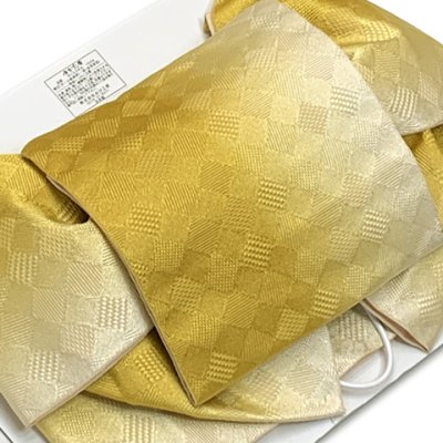 画像3: 【アウトレット 美品！】 浴衣帯 レディース 小袋帯の作り帯 単品 結び帯【金茶ぼかし、斜め市松】