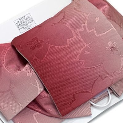 画像3: 【アウトレット 美品！】 浴衣帯 レディース 小袋帯の作り帯 単品 結び帯【ワイン系ぼかし、桜】