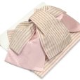 画像2: 【アウトレット品】 浴衣帯 レディース 小袋帯の作り帯 単品 結び帯【ピンク系、金縞】 (2)