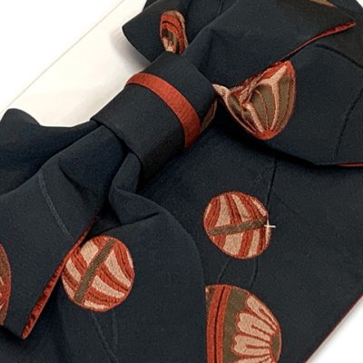 画像3: 【アウトレット品】 浴衣帯 レディース 小袋帯の作り帯 単品 結び帯【黒地、鞠】