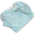 画像2: 【アウトレット 美品！】 浴衣帯 レディース 小袋帯の作り帯 単品 結び帯【薄水色、桜】 (2)