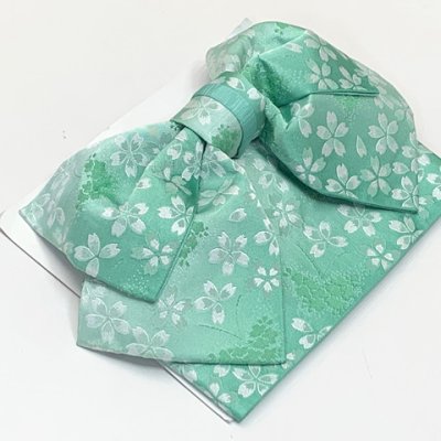 画像2: 【アウトレット 美品！】 浴衣帯 レディース 小袋帯の作り帯 単品 結び帯【ミント、桜】