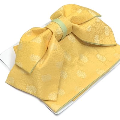 画像2: 【アウトレット 美品！】 浴衣帯 レディース 小袋帯の作り帯 単品 結び帯【黄色、八重桜】