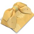 画像2: 【アウトレット 美品！】 浴衣帯 レディース 小袋帯の作り帯 単品 結び帯【黄色、菊】 (2)