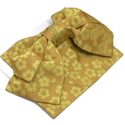 画像2: 【アウトレット品】 浴衣帯 レディース 小袋帯の作り帯 単品 結び帯【黄土系、桜】