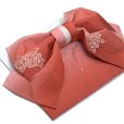 画像2: 【アウトレット 美品！】 浴衣帯 レディース 小袋帯の作り帯 単品 結び帯【赤系ぼかし、薔薇とリボン】 (2)