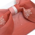 画像3: 【アウトレット 美品！】 浴衣帯 レディース 小袋帯の作り帯 単品 結び帯【赤系ぼかし、薔薇とリボン】 (3)