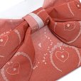 画像3: 【アウトレット 美品！】 浴衣帯 レディース 小袋帯の作り帯 単品 結び帯【赤系ぼかし、ハート】 (3)