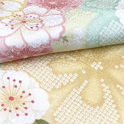 画像7: 七五三 3歳 着物 女の子 ”花うさぎブランド” 被布コートセット 合繊【淡黄緑系、八重桜】